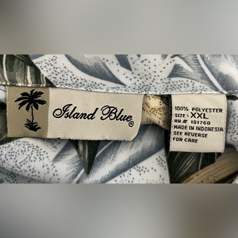 Island Blue Men’s Tropical Print Light Blue Shirt, Size XXL - Picture 6 of 8